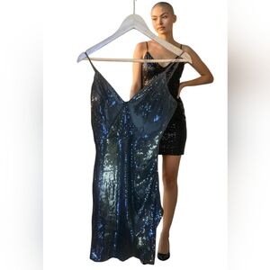 Lulus Black Sequin Dress Sequins Small Strappy Lulu's